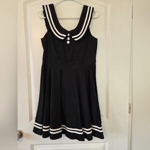 Hell Bunny Black & White Sailor Dress Size XL EUC!